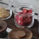 Емкость фуршетная на подставке[3шт] стекло,дуб 0,5л D=12,5,H=11,L=45,B=14,5см прозр.,св. дерево
