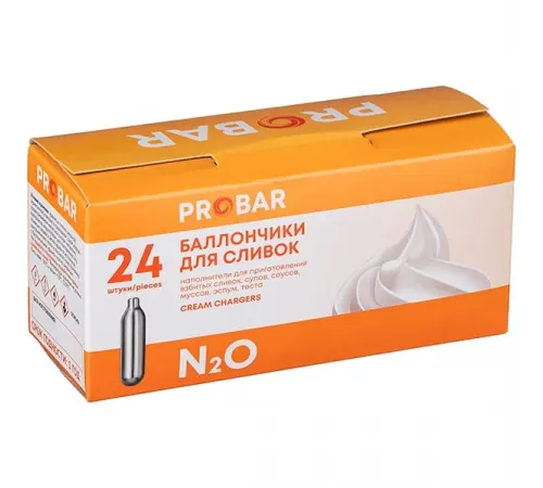 Баллончики для сифона для сливок 8г N20[24шт] сталь