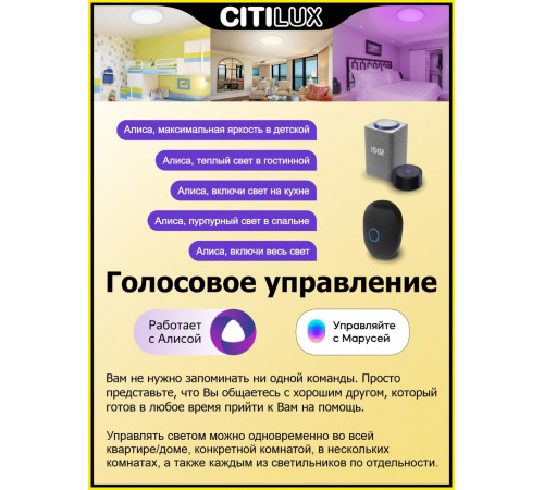 Потолочный светодиодный светильник Citilux Альпина Смарт CL718A40G