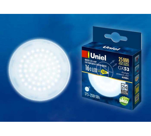 Лампа светодиодная (UL-00005314) Uniel GX53 13W 6500K матовая LED-GX53-13W/6500K/GX53/FR PLZ01WH
