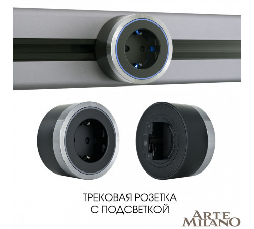 Трековая розетка Arte Milano Am-track-sockets 380066TS LED/ES Grey
