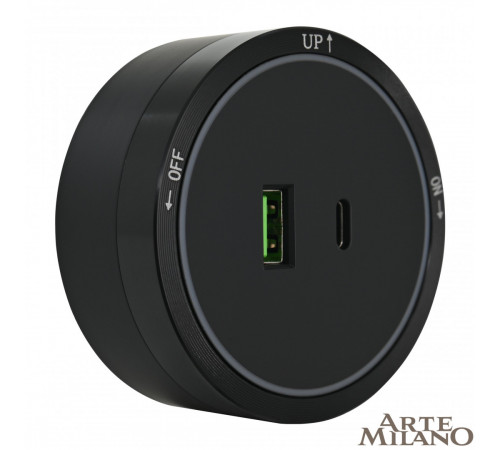 Трековая розетка Arte Milano Am-track-sockets 380066TS LED/USB-Type-C Black