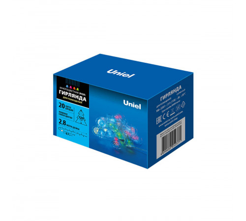 Светодиодная гирлянда (07919) Uniel Колокольчики 220V разноцветный ULD-S0280-020/DTA RGB IP20 BELLS