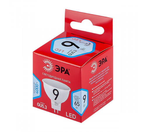Лампа светодиодная Эра GU5.3 9W 4000K LED MR16-9W-840-GU5.3 R Б0050199