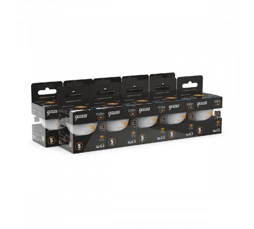Лампа светодиодная диммируемая Gauss GU5.3 5W 3000K матовая 101505105-D