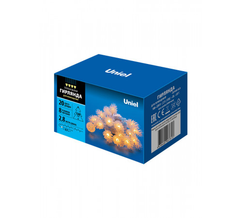 Светодиодная гирлянда (09582) Uniel шишки 220V белый ULD-S0280-020/DTA Warm White IP20 PINE CONES