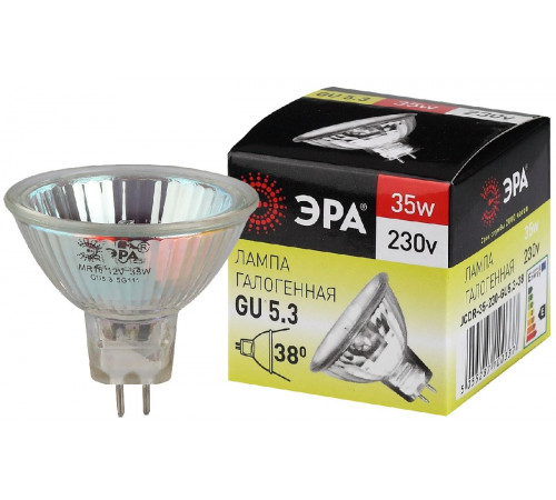 Лампа галогенная Эра GU5.3 35W 3000K GU5.3-JCDR (MR16) -35W-230V-CL C0027363