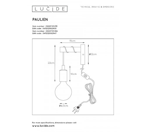 Бра Lucide Paulien 08227/01/66