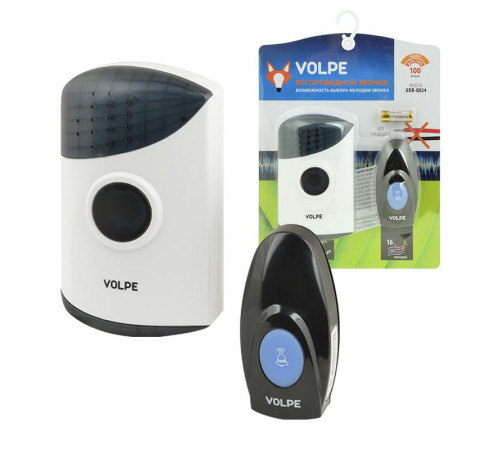 Звонок беспроводной (UL-00002400) Volpe UDB-Q024 W-R1T1-16S-100M-WH
