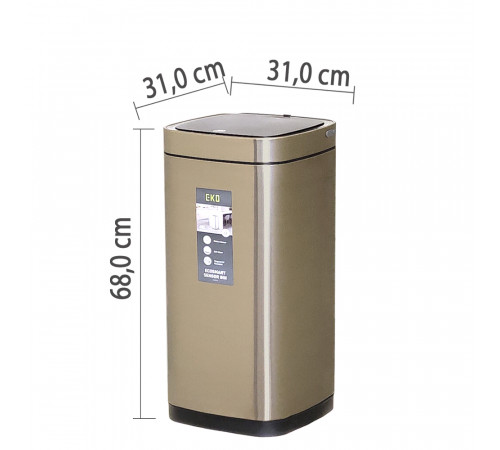 Мусорное ведро сенсорное EKO, 40 литр, золотая шампань (EK9252RP-40L-CG) перезаряжаемое