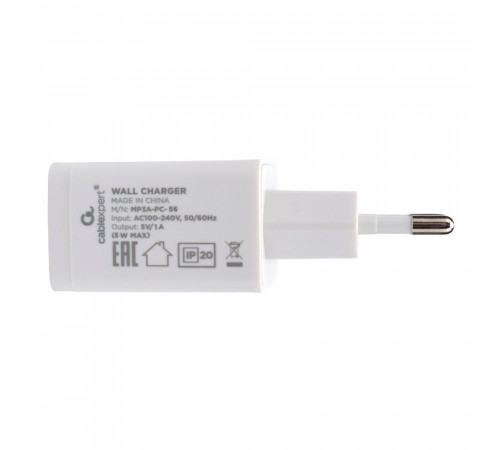 USB-адаптер Cablexpert MP3A-PC-56, 5Вт, 1А, 5В, белый