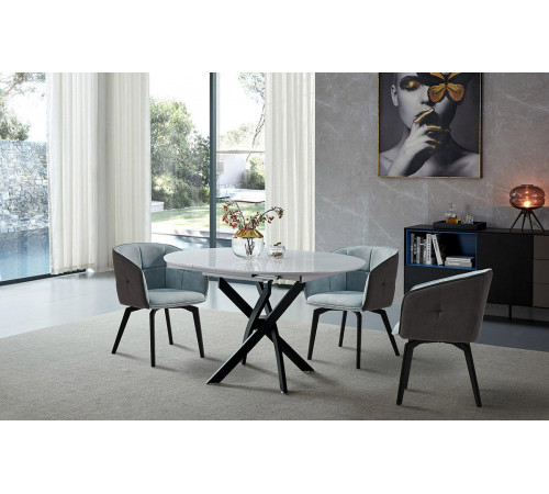 Стол 2303-1 white/black  Стул HERTA 13367  LIGHT BLUE