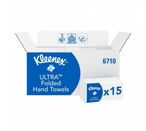 Бумажные полотенца Kimberly-Clark  в пачках Kleenex® Ultra белые трехслойные (15 пачек х 96 листов)