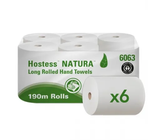 Бумажные полотенца Kimberly-Clark  в рулонах Hostess Natura серые однослойные (6 рулонов x 180 метров)