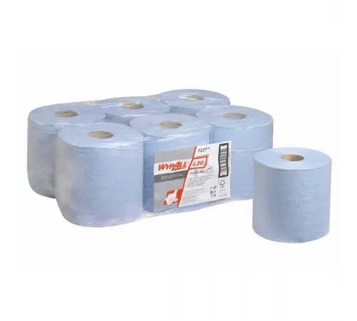 Протирочные салфетки Kimberly-Clark WYPALL* L20 ESSENTIAL - Рулон с центральной подачей / Синий /38 x 19.5 cm