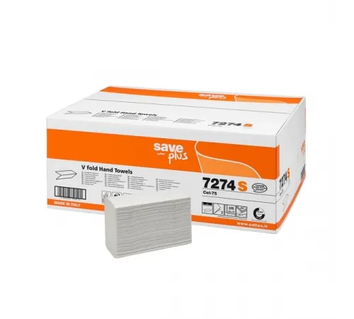 Бумажные полотенца Celtex Megamini SAVE-V FOLDED HAND TOWEL, двухслойные (1 упк. x 15 пачек)