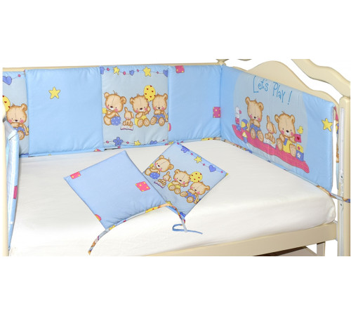 Бортики в кроватку L`Abeille Игрушечный (голубой)
