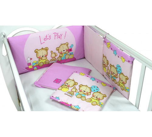 Бортики в кроватку L`Abeille Игрушечный (розовый)