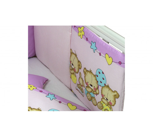 Бортики в кроватку L`Abeille Игрушечный (розовый)