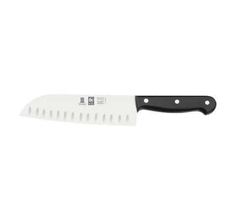 Нож японский Santoku 180/300 мм. с бороздками, черный TECHNIC Icel /1/6/