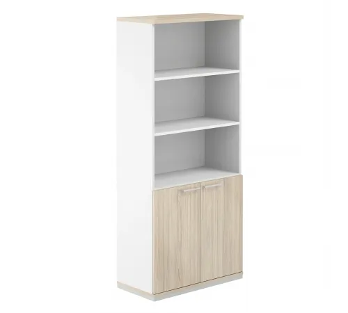 AG.220.WH.AR.AR / Шкаф 5 ур. 800х400х1833 полуоткрытый / корпус: белый, топ/дно: ак.равелло, фасады: ак.равелло
