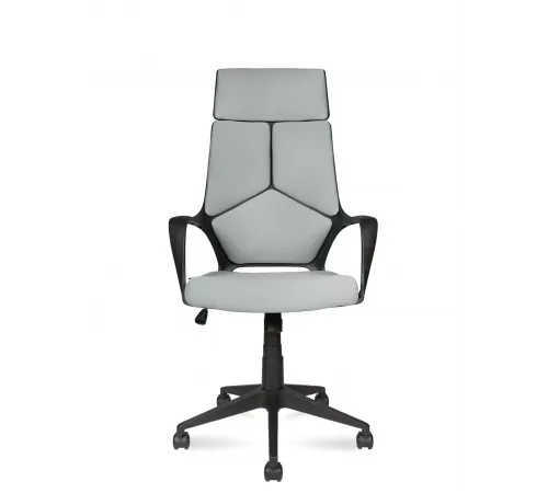 Кресло офисное / IQ / (black+grey) черный пластик / светло серая ткань
