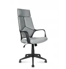 Кресло офисное / IQ / (black+grey) черный пластик / светло серая ткань