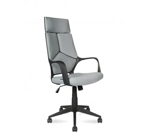 Кресло офисное / IQ / (black+grey) черный пластик / светло серая ткань