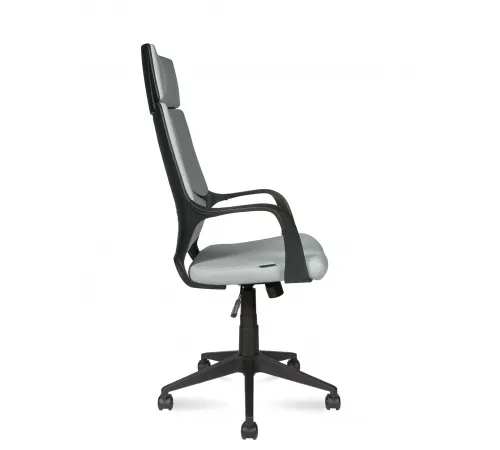 Кресло офисное / IQ / (black+grey) черный пластик / светло серая ткань