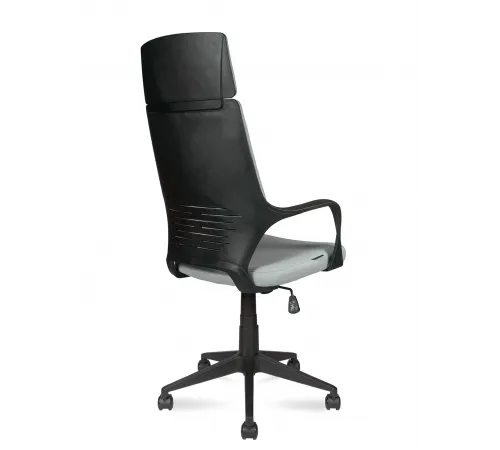 Кресло офисное / IQ / (black+grey) черный пластик / светло серая ткань
