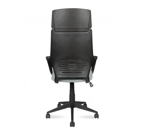 Кресло офисное / IQ / (black+grey) черный пластик / светло серая ткань