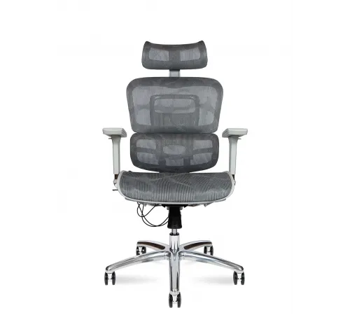 Кресло офисное / Kron aluminium grey / серый пластик / серая сетка / алюминиевая база