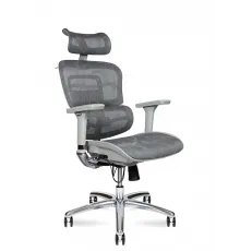 Кресло офисное / Kron aluminium grey / серый пластик / серая сетка / алюминиевая база