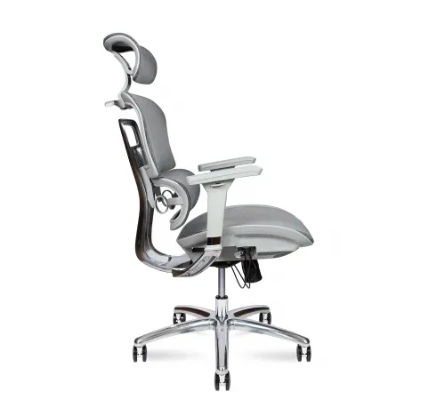 Кресло офисное / Kron aluminium grey / серый пластик / серая сетка / алюминиевая база