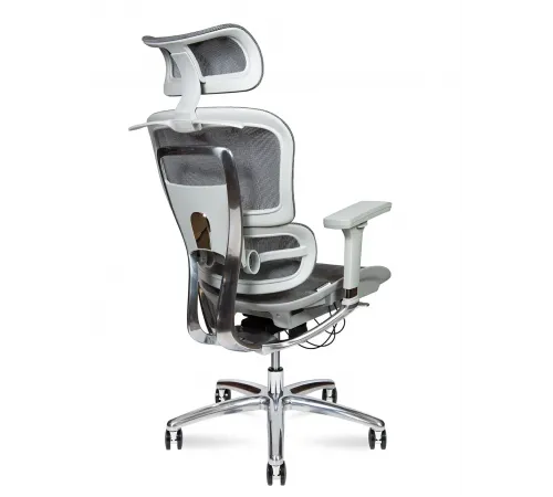 Кресло офисное / Kron aluminium grey / серый пластик / серая сетка / алюминиевая база