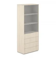 Шкаф высокий со стеклом прозр., 4 ящ., обвязка YN, фасады YN