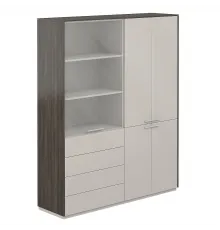Шкаф высокий + Шкаф высокий со стеклом прозр., 4 ящ., обвязка BT, фасады GS