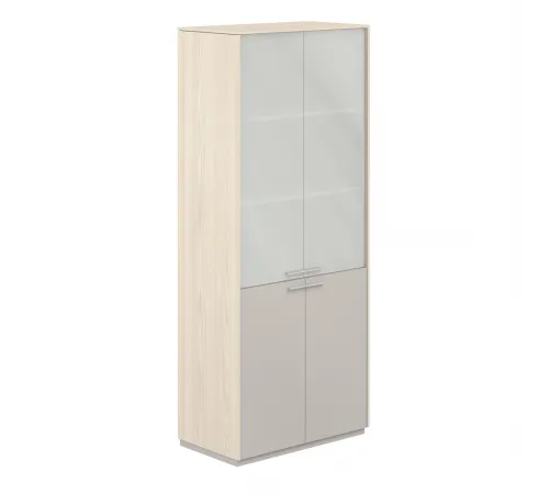 NZ-0351.YN.GS / Шкаф высокий со стеклом мат., обвязка YN, фасады GS / 824х450х1976, обвязка YN, фасады GS, стекло матовое GLM