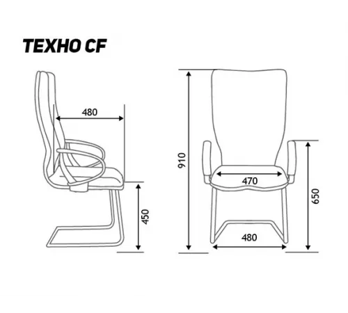 Кресло офисное / Техно CF / хром / черная экокожа