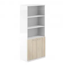 AG.220.WH.WH.AR / Шкаф 5 ур. 800х400х1833 полуоткрытый / корпус:белый, топ/дно:белый, фасады:акация равелло