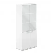 AG.210.WH.WH.WH.GL / Шкаф 5 ур. 800х400х1833 со стеклом / корпус: белый, топ/дно: белый, фасады: белый, стекло