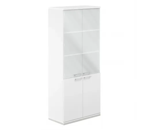 AG.210.WH.WH.WH.GL / Шкаф 5 ур. 800х400х1833 со стеклом / корпус: белый, топ/дно: белый, фасады: белый, стекло