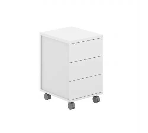 AG.271.WH.WH.WH / Тумба мобильная 3 ящ. ЛДСП 404х460х637 с замком / корпус: белый, топ/дно: белый, фасады: белый