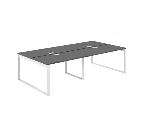 AG.145.AN.L.72.WH  / Рабочая станция 2800х1438х750  / профиль О-образный: 70х20 белый; лючок: серебро; столешница: антрацит