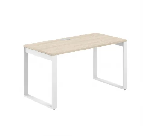 AG.105.AR.L.72.WH  / Стол 1400х700х750  / профиль О-образный: 70х20 белый; лючок: серебро; столешница: акация равелло