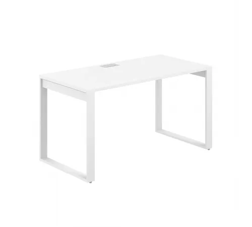 AG.109.WH.L.72.WH  / Стол 1600х800х750  / профиль О-образный: 70х20 белый; лючок: серебро; столешница: белый