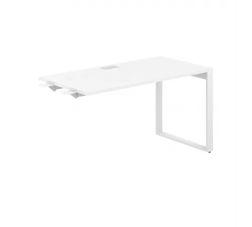 AG.116.WH.L.72.WH  / Стол комбо 1600х700х750  / профиль О-образный: 70х20 белый; лючок: серебро; столешница: белый