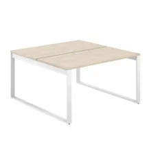 AG.135.AR.L.72.WH  / Рабочая станция 1400х1438х750  / профиль О-образный: 70х20 белый; лючок: серебро; столешница: акация равелло