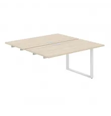 AG.126.AR.L.72.WH  / Секция раб.станции 3200х1438х750  / профиль О-образный: 70х20 белый; лючок: серебро; столешница: акация равелло