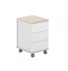 AG.271.WH.AR.WH / Тумба мобильная 3 ящ. ЛДСП 404х460х637 с замком / корпус: белый, топ/дно: ак.равелло, фасады: белый